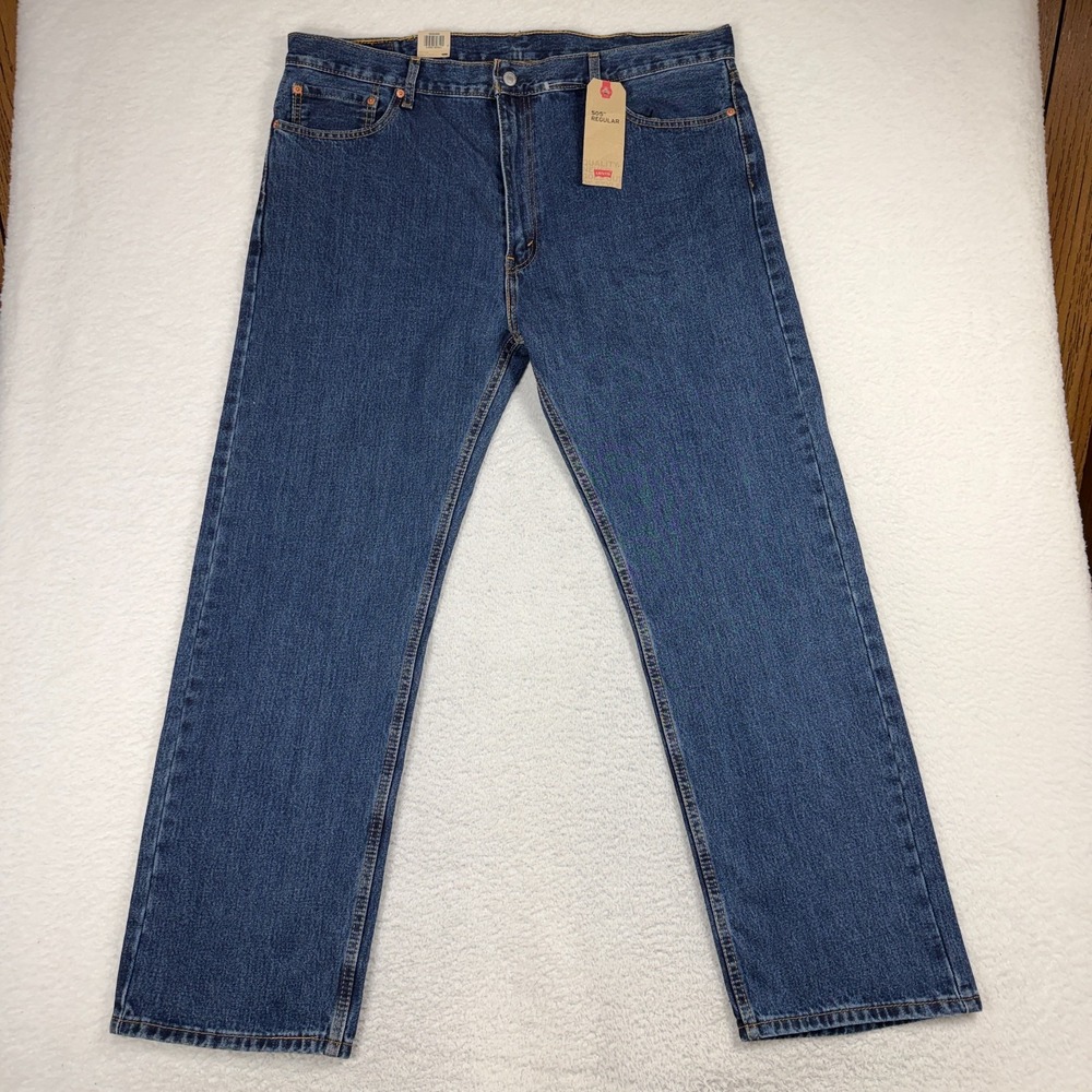 Levis 505 Mens Jeans 42x32 (41.5x31) Regular Straight Blue Wide NWT 100% Cotton